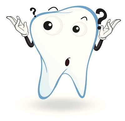 Cartoon Tooth With arms in the air raising questions and a perplexed look on its face. Dentist in Sun City AZ